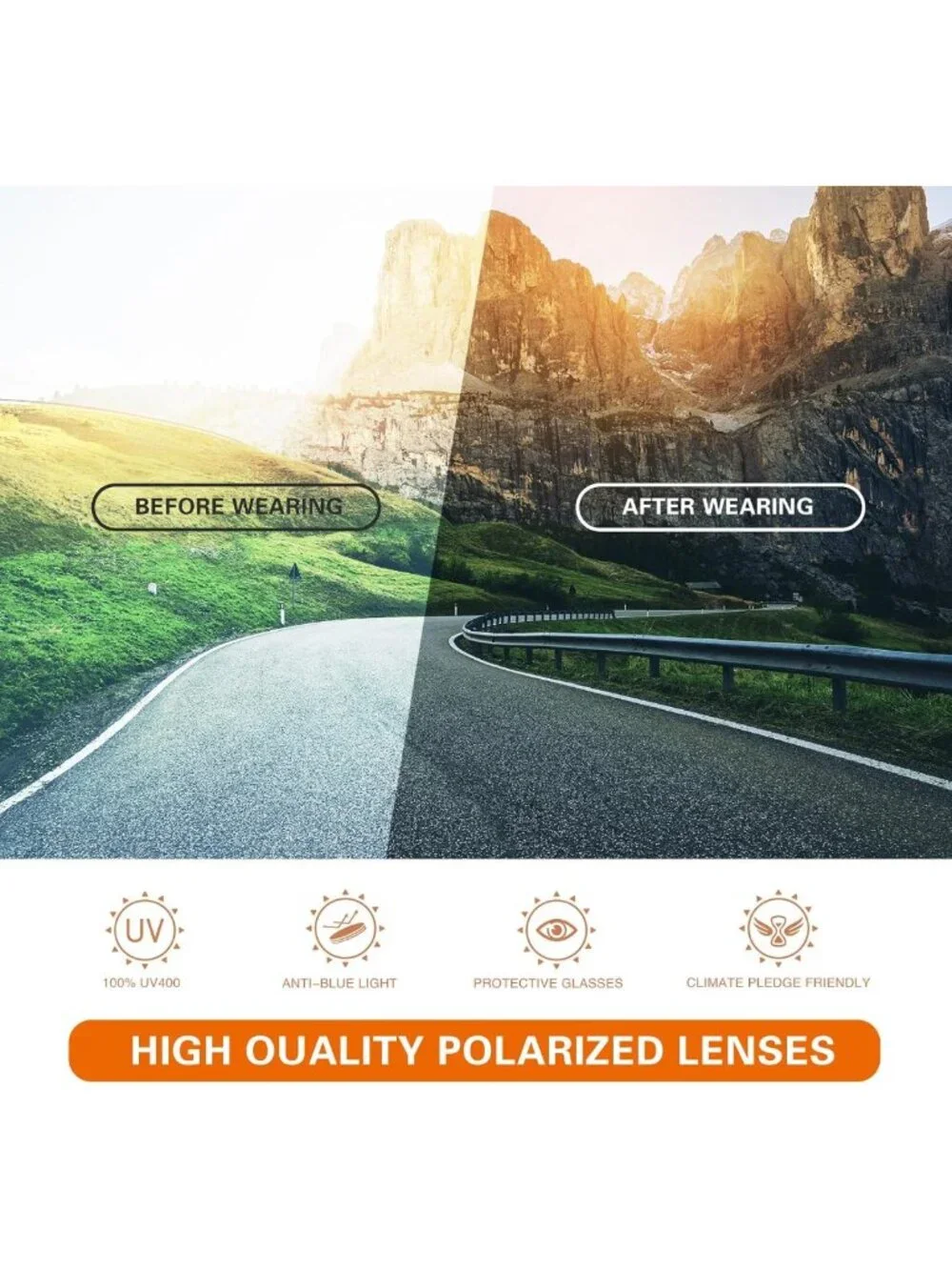Polarized UV400 Sports Sunglasses for Men & Women - Wrap Around Goggles for